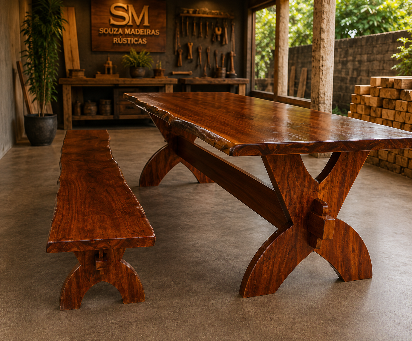 Mesa em madeira maciça